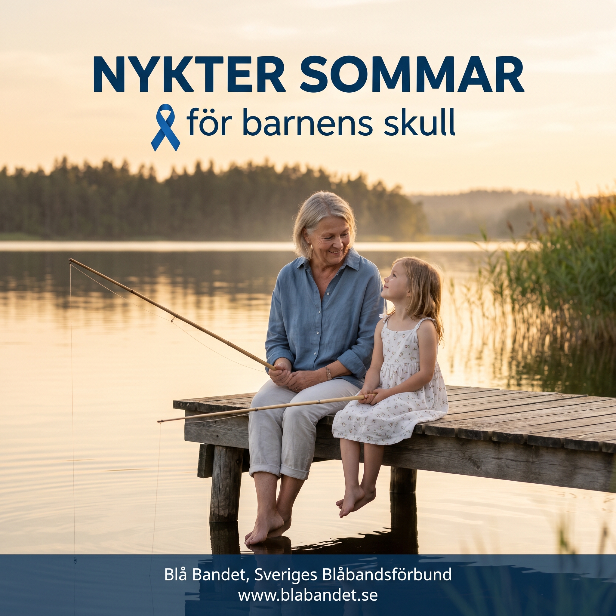 Mormor och barnbarn metar på brygga