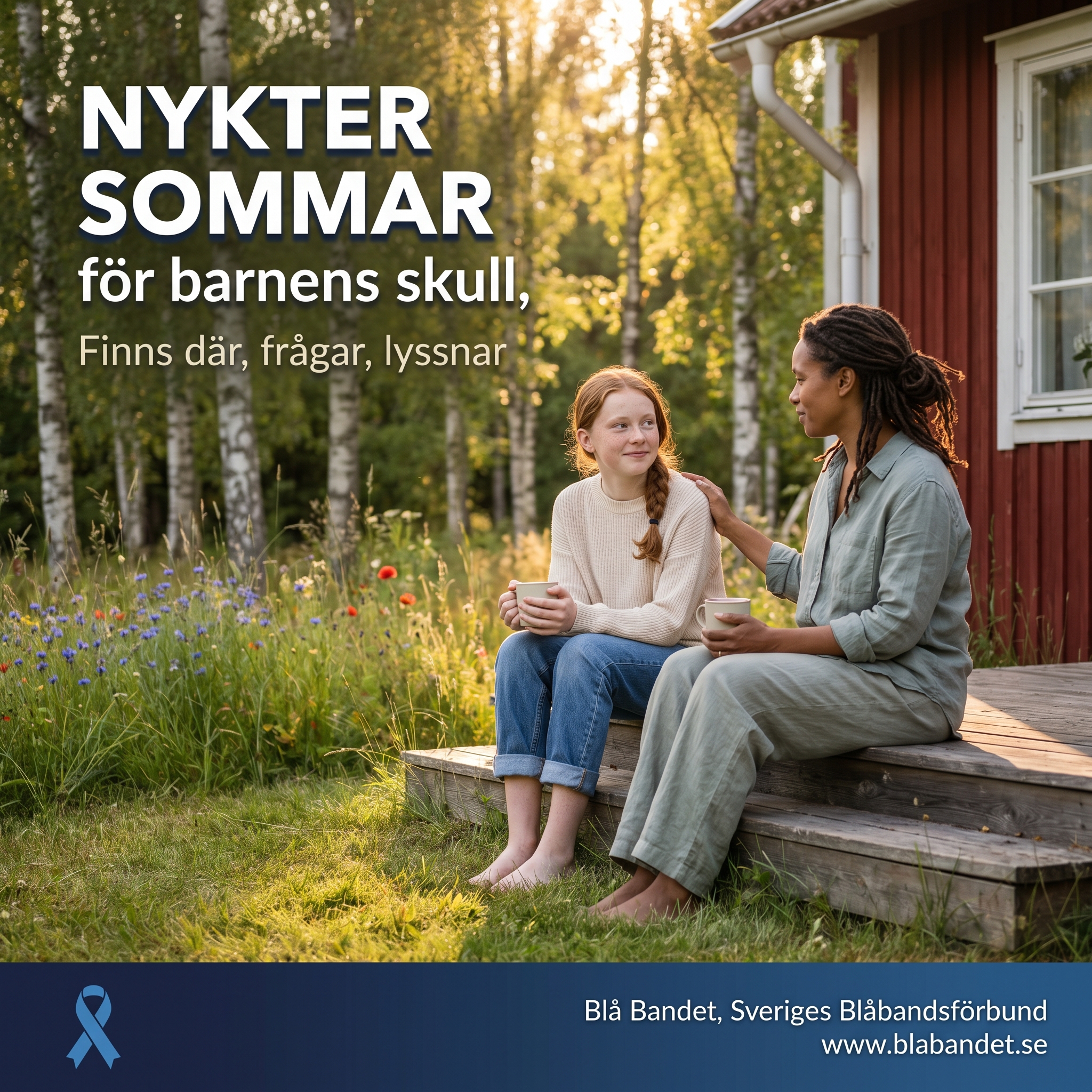 Vuxen och tonåring på trappan